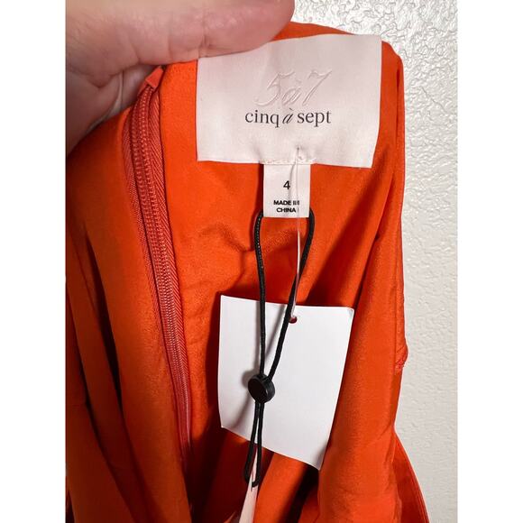 Cinq a Sept Caelan Burnt Orange Long Sleeve Silk Mini Dress Size 4 - Picture 12 of 13
